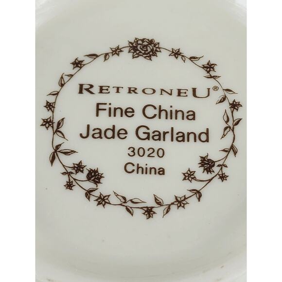 Retroneu Sugar Bowl w/ Lid Jade Garland 3 1/2" Fine China 90's #3020 Pattern - Picture 11 of 14